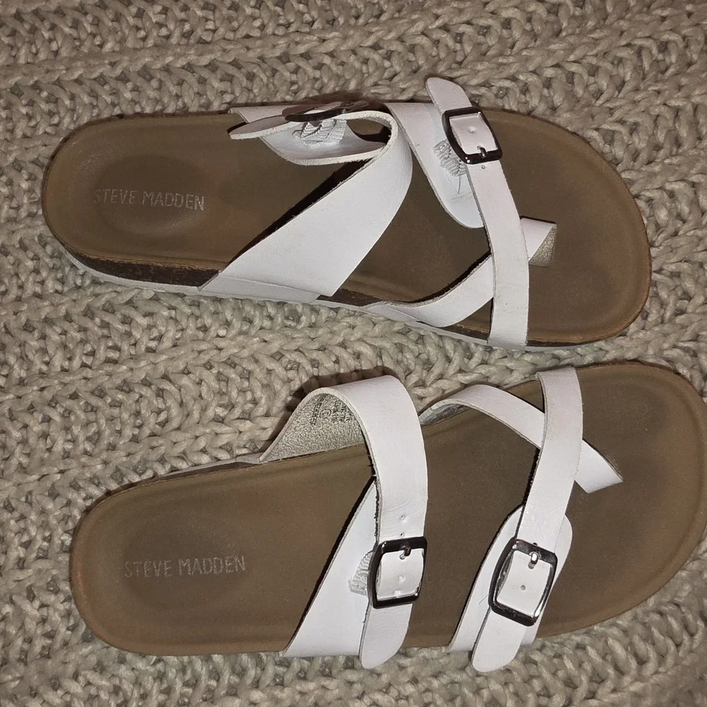 Steve Madden Girls White Slip On Sandals Size 3